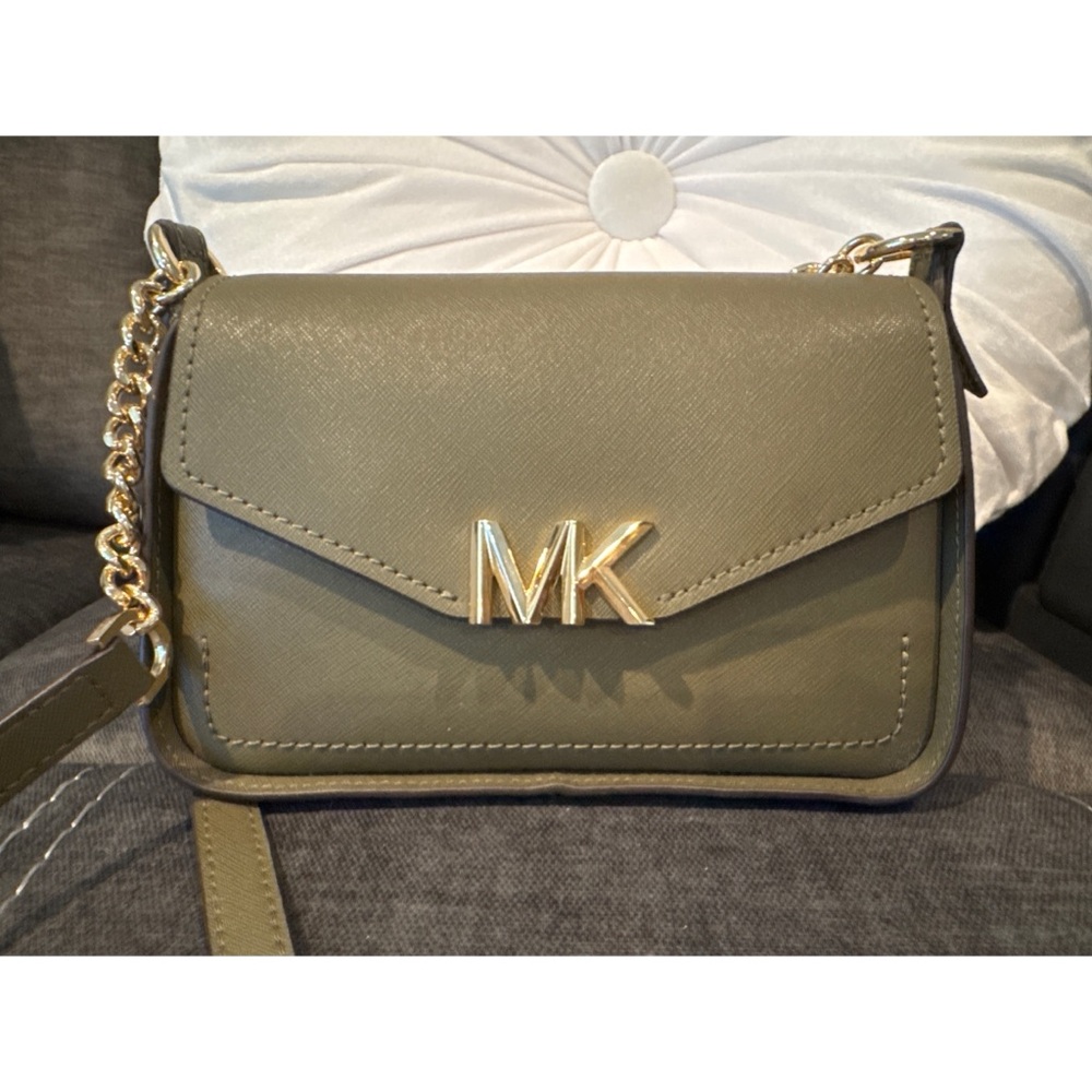 Michael Kors Olive Green Crossbody Bag with Gold Chain